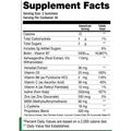 Supplement facts label for gummy vitamins with detailed nutritional information.