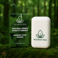 Nourish-Vida natural herbs vitality energy product packaging on a green background
