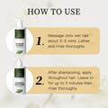 Instructions for using Rosemary Shampoo and Conditioner with text on a light background